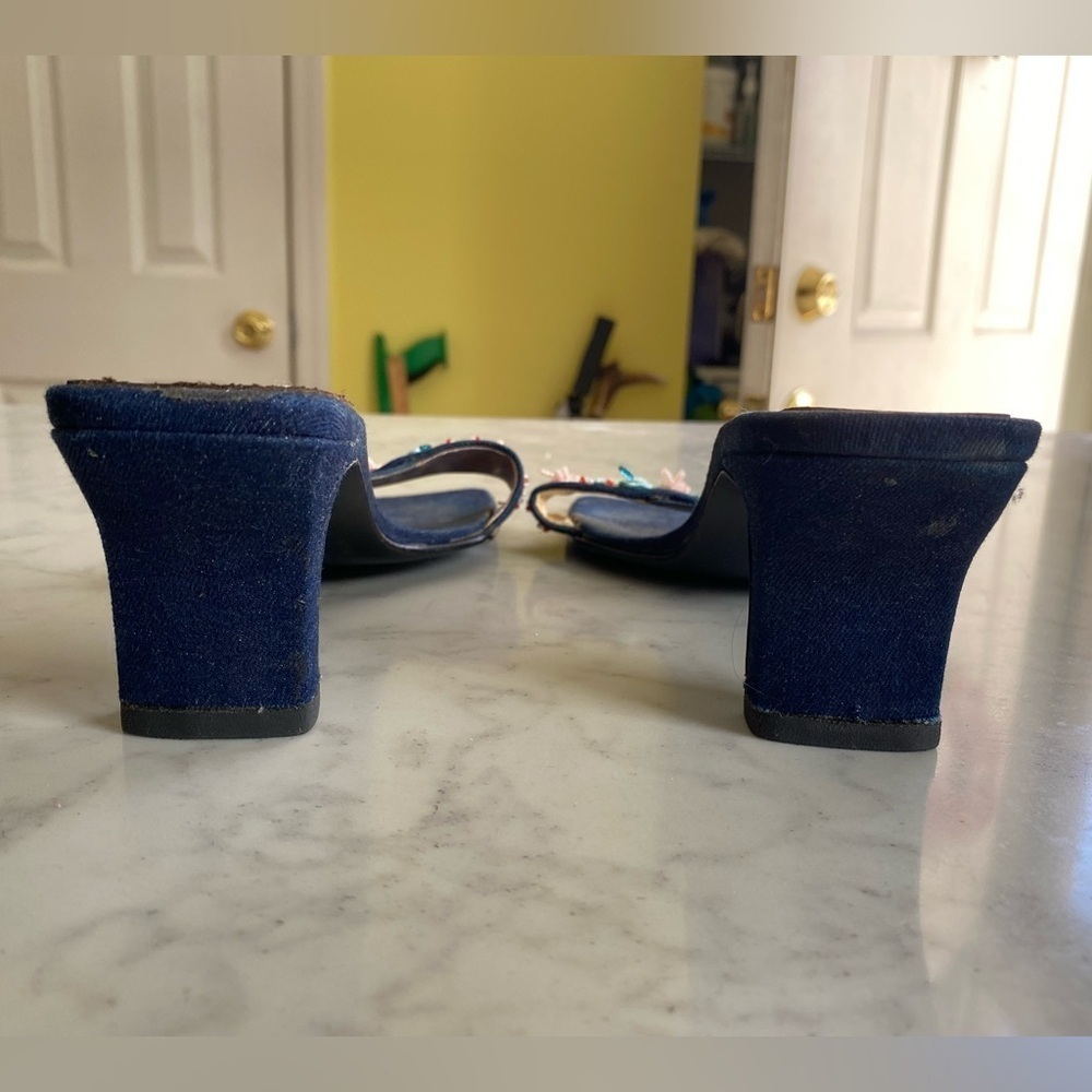 Bandolino Blue Denim Slides with Rosette Embellishments 7.5 - Picture 4 of 6